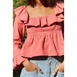 Free People Coral Tulla Ruffle Tie Back Babydoll Top XS